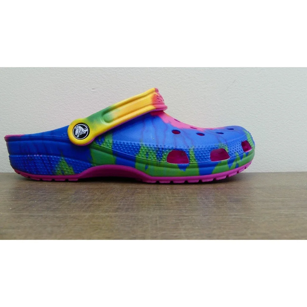 Crocs Classic Clog Mens 9 Multi Excellent Tie Dye Graphic Slip On 205453-90H